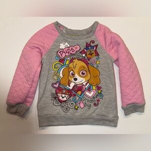 Nickelodeon Paw Patrol Pink & Silver Quilted Sleeve Sweatshirt, Size 2T
